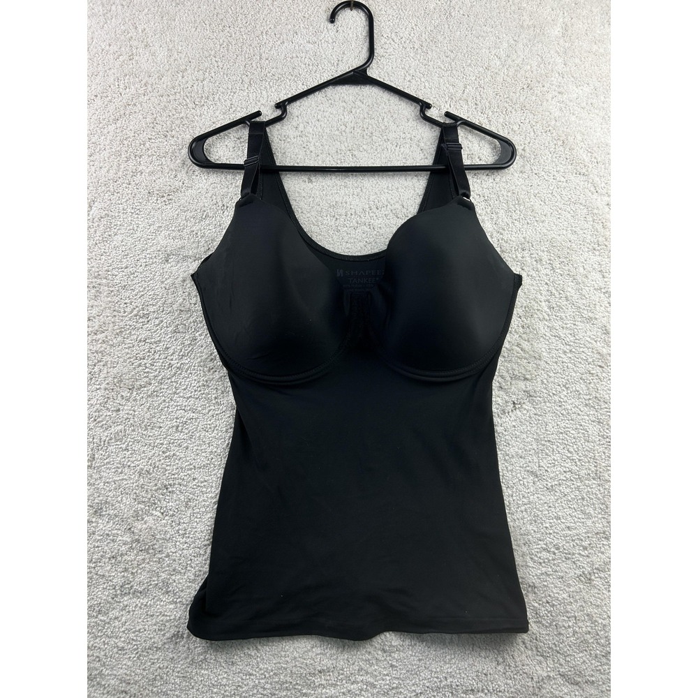 Shapeez Camisole Womens Large E Black Tankee Shapewear Built‎ In Bra Smoothing